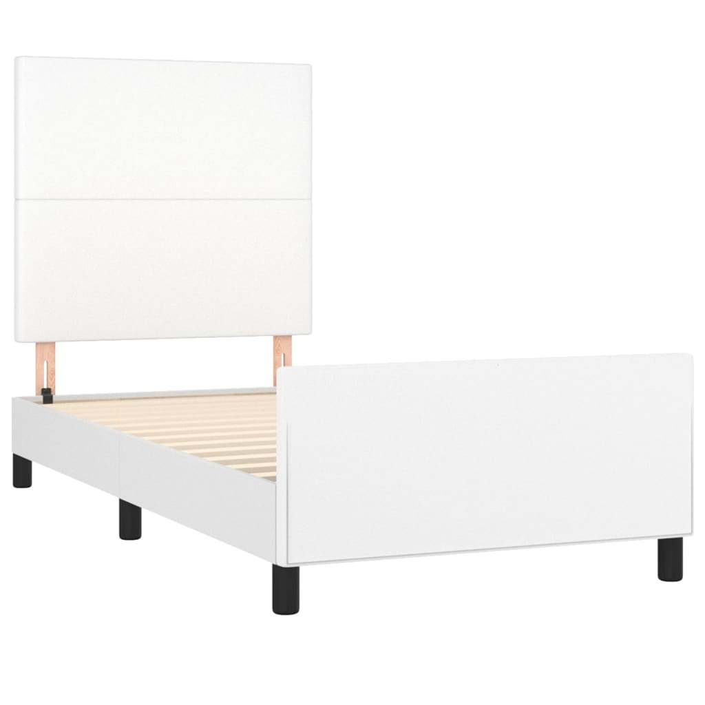 vidaXL Estructura de cama sin colchón cuero sintético blanco 90x190 cm