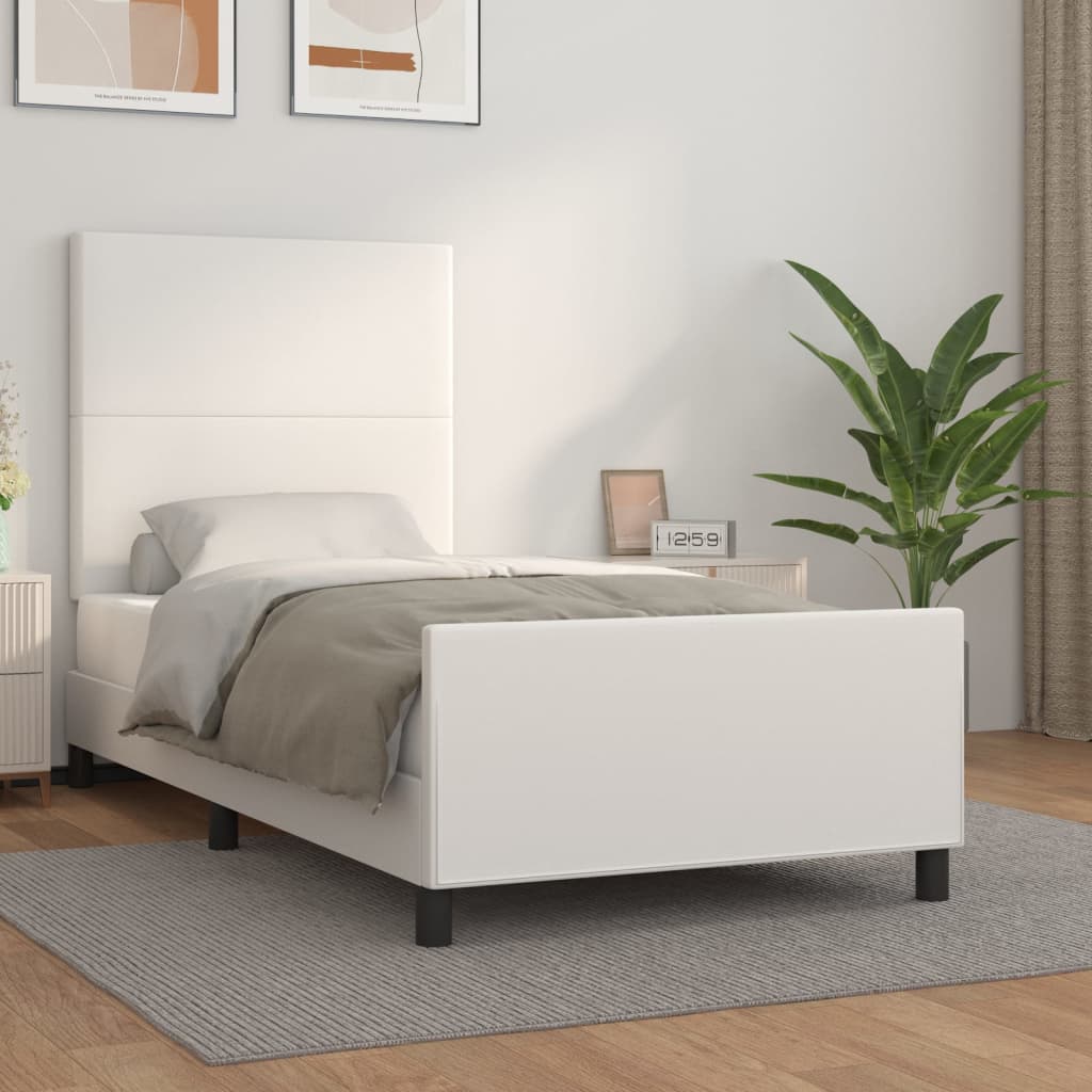 vidaXL Estructura de cama sin colchón cuero sintético blanco 90x190 cm