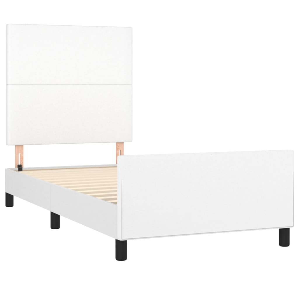 vidaXL Estructura de cama sin colchón cuero sintético blanco 90x200 cm