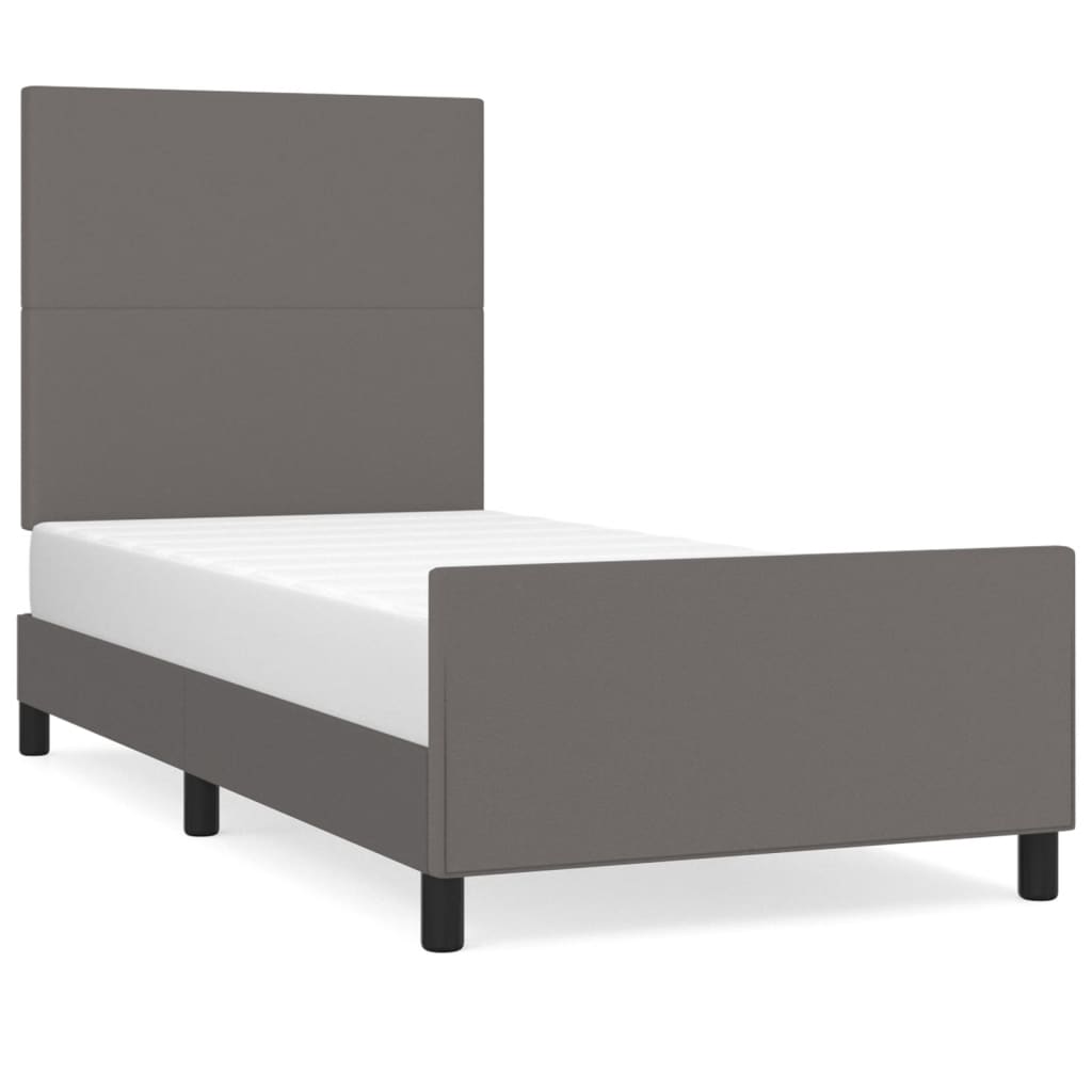 vidaXL Estructura de cama sin colchón cuero sintético gris 90x200 cm