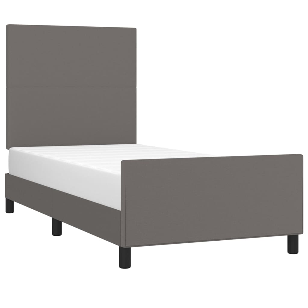 vidaXL Estructura de cama sin colchón cuero sintético gris 90x200 cm