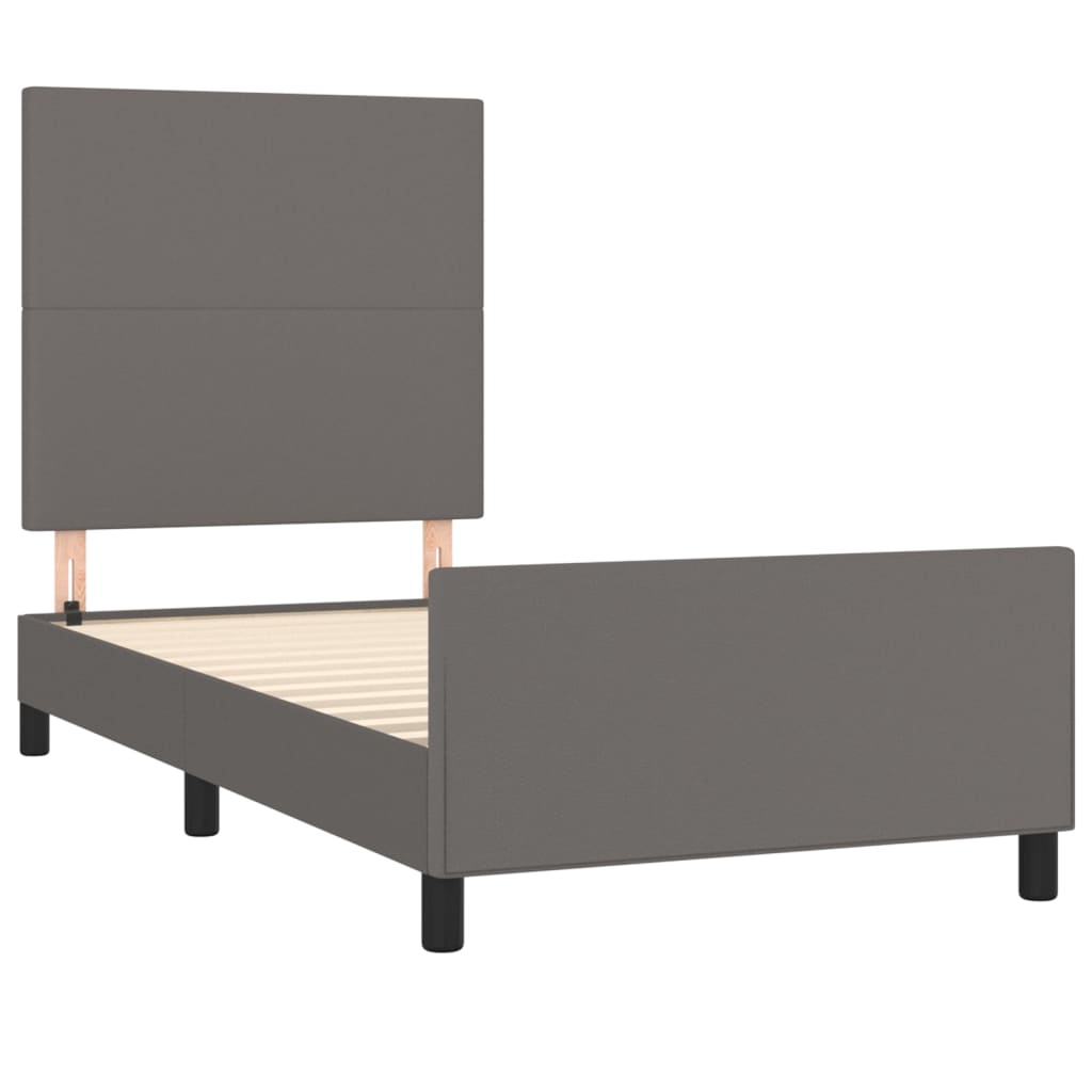 vidaXL Estructura de cama sin colchón cuero sintético gris 90x200 cm