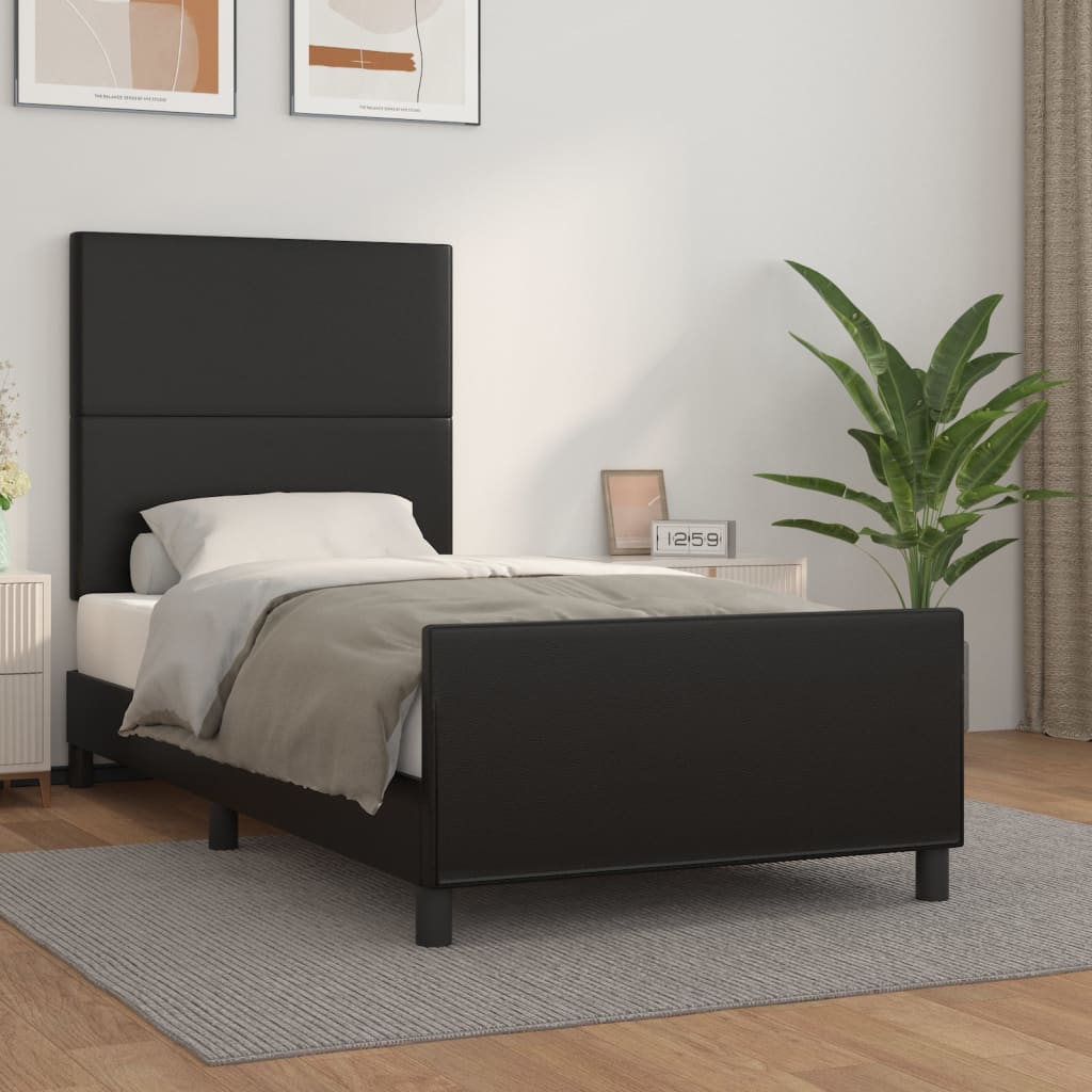 vidaXL Estructura de cama sin colchón cuero sintético negro 100x200 cm