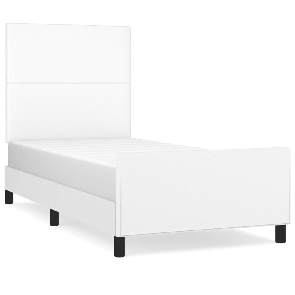 vidaXL Estructura de cama sin colchón cuero sintético blanco 100x200cm