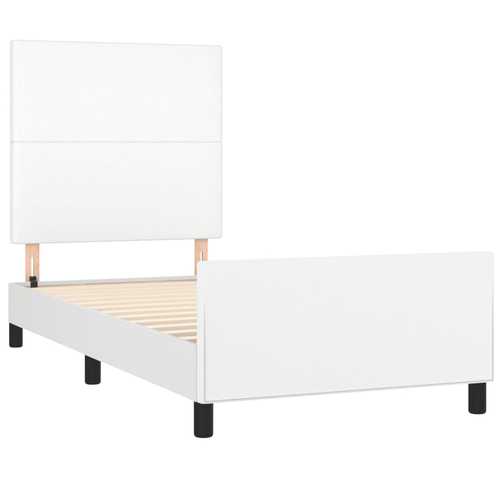 vidaXL Estructura de cama sin colchón cuero sintético blanco 100x200cm