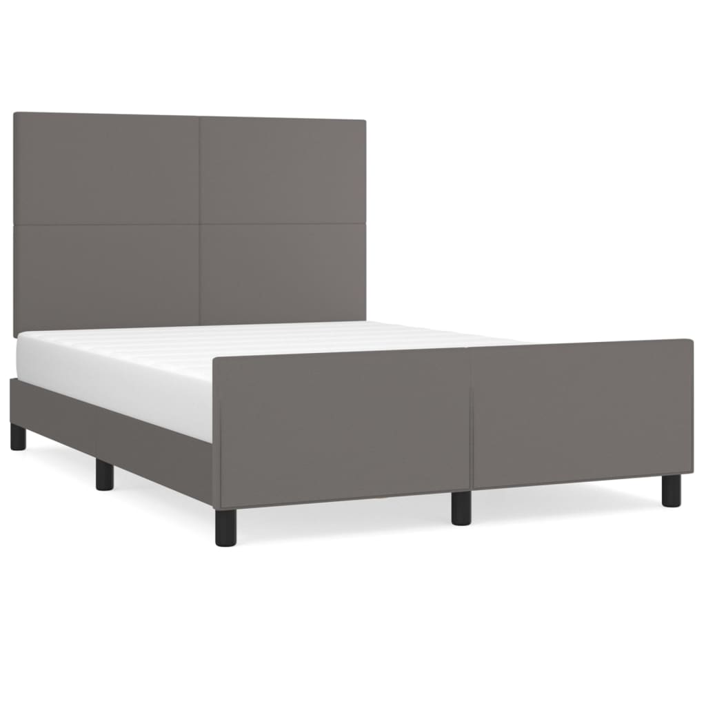 vidaXL Estructura de cama sin colchón cuero sintético gris 140x190 cm