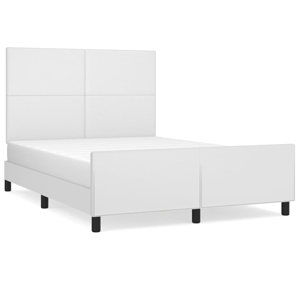 vidaXL Estructura de cama sin colchón cuero sintético blanco 140x200cm