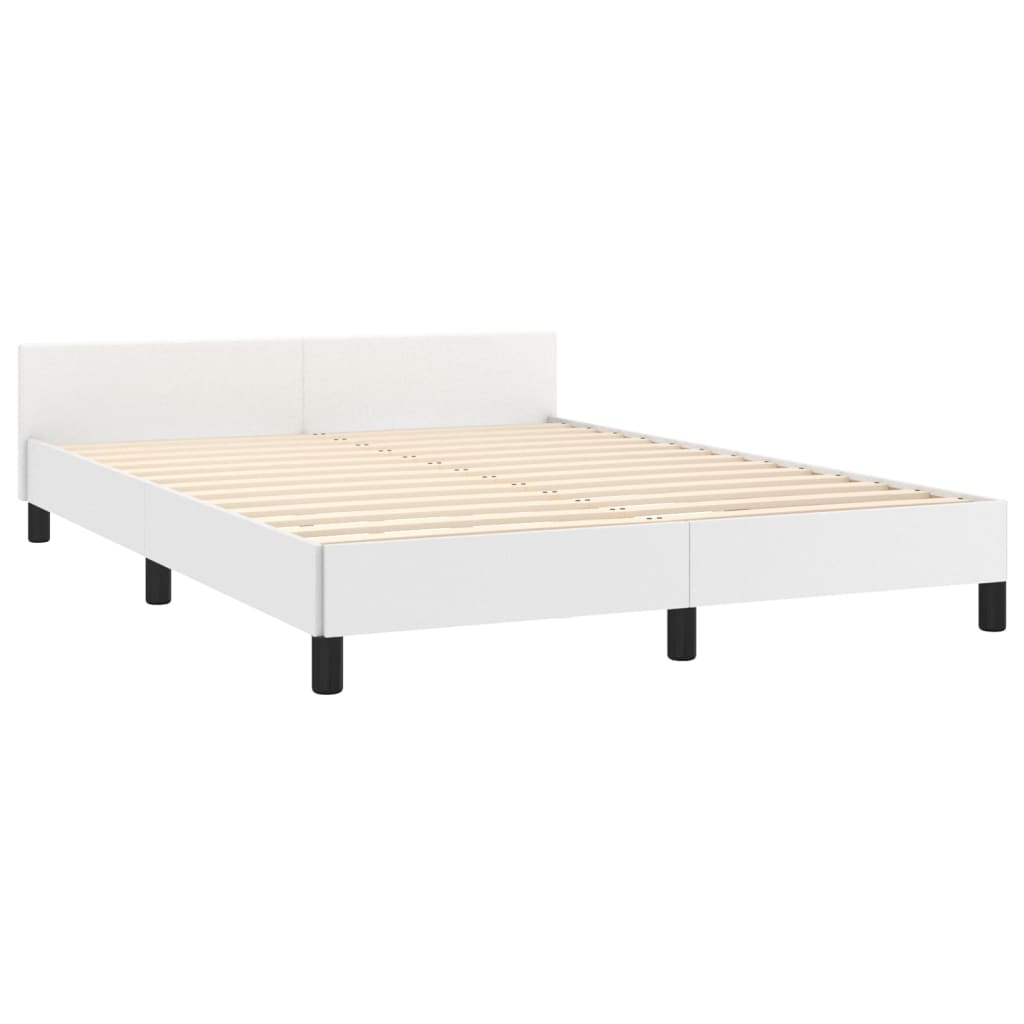 vidaXL Estructura de cama sin colchón cuero sintético blanco 140x200cm