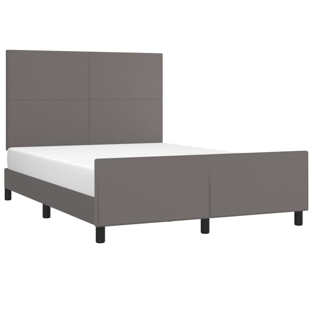 vidaXL Estructura de cama sin colchón cuero sintético gris 140x200 cm