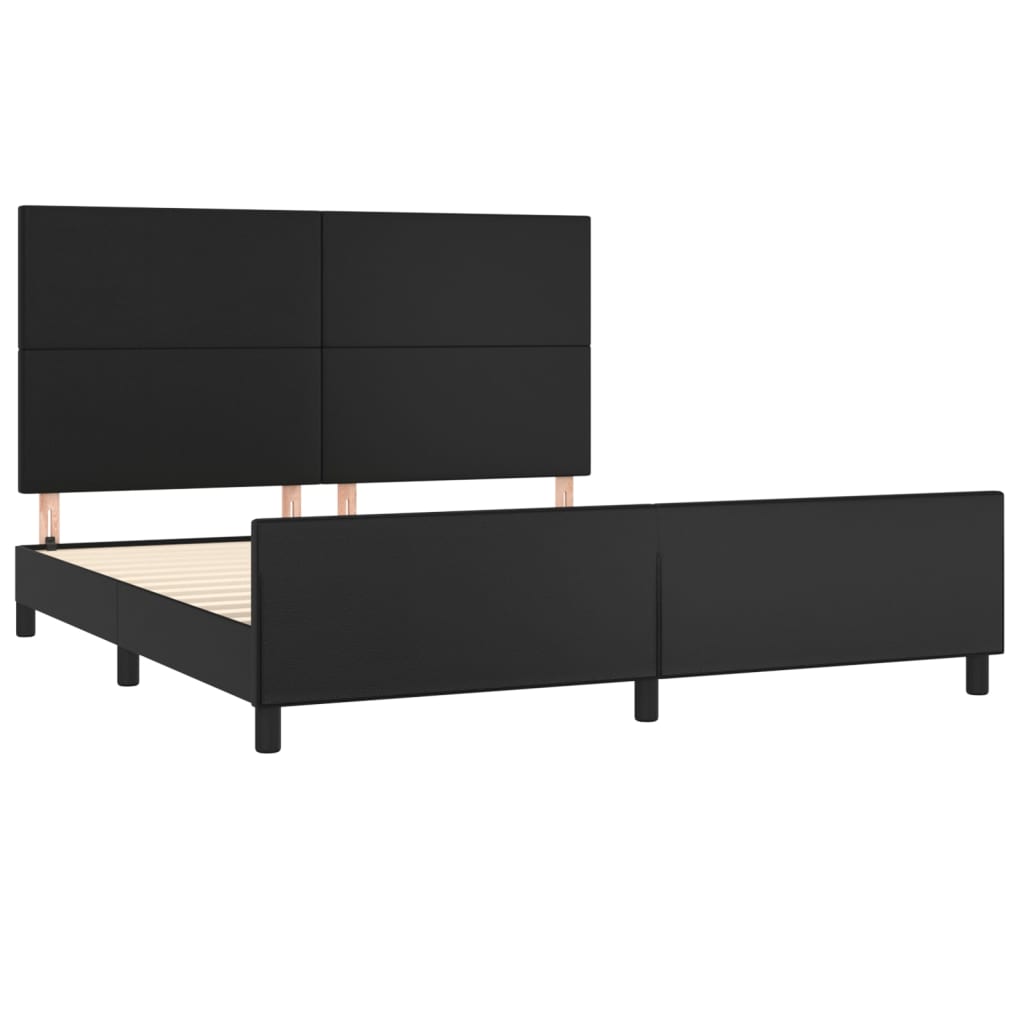 vidaXL Estructura de cama con cabecero cuero sintético negro 180x200cm