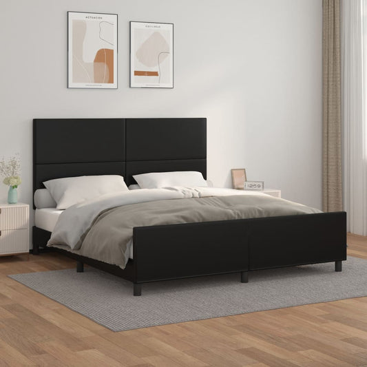 vidaXL Estructura de cama con cabecero cuero sintético negro 180x200cm