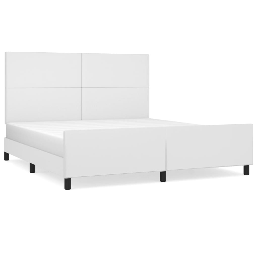 vidaXL Estructura de cama cabecero cuero sintético blanco 180x200 cm