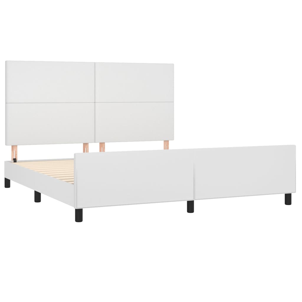 vidaXL Estructura de cama cabecero cuero sintético blanco 180x200 cm