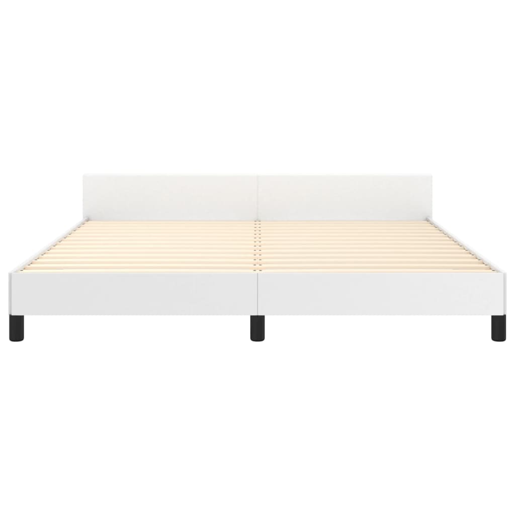 vidaXL Estructura de cama cabecero cuero sintético blanco 180x200 cm