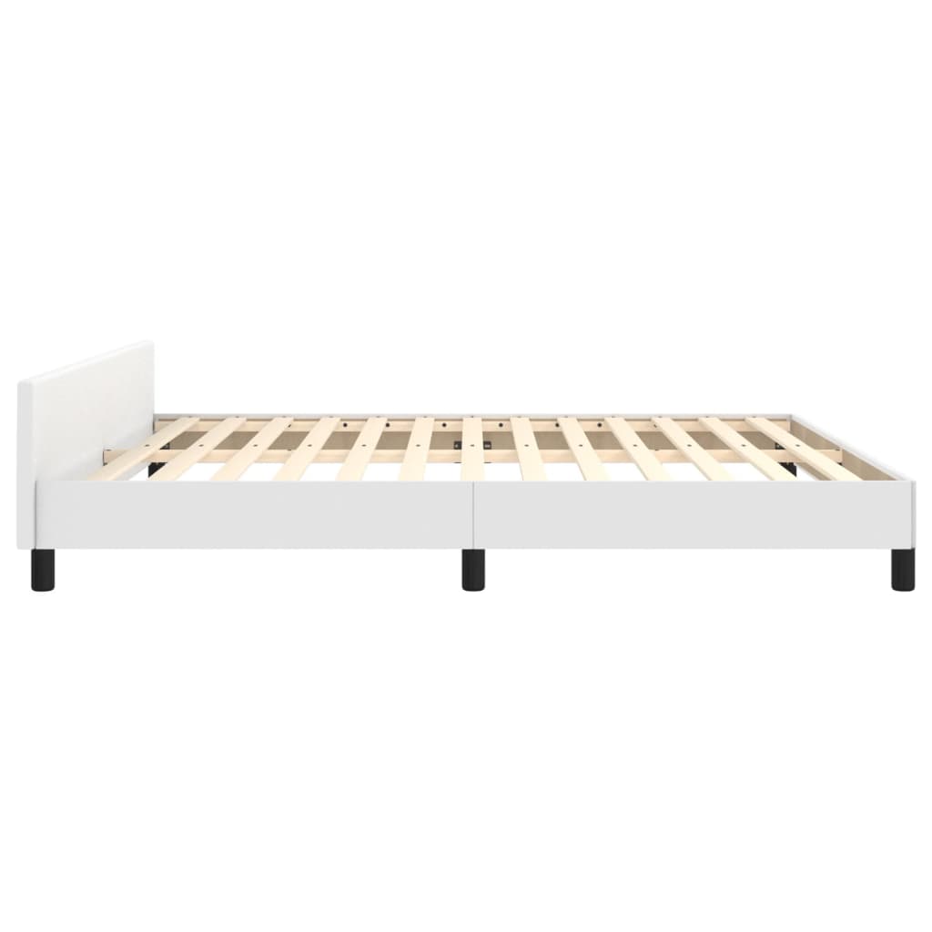 vidaXL Estructura de cama cabecero cuero sintético blanco 180x200 cm