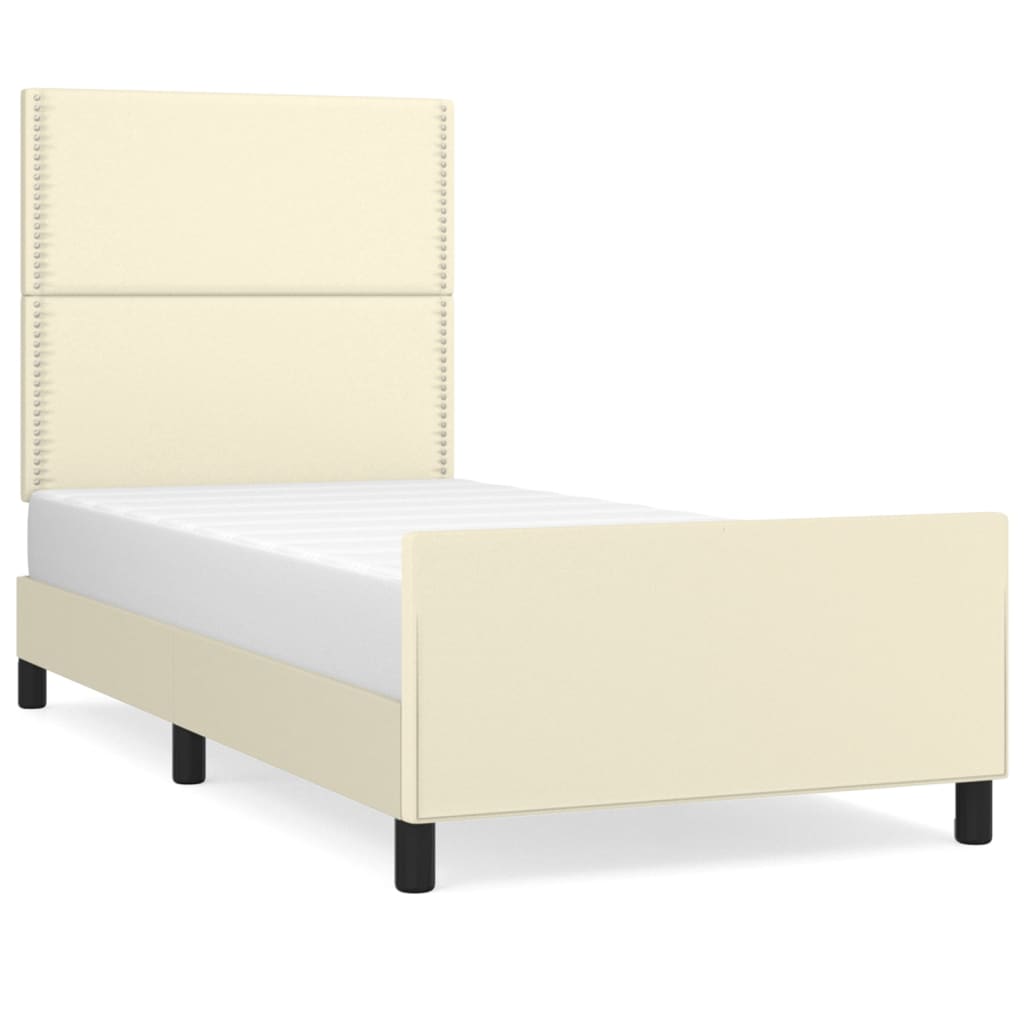 vidaXL Estructura de cama sin colchón cuero sintético crema 80x200 cm