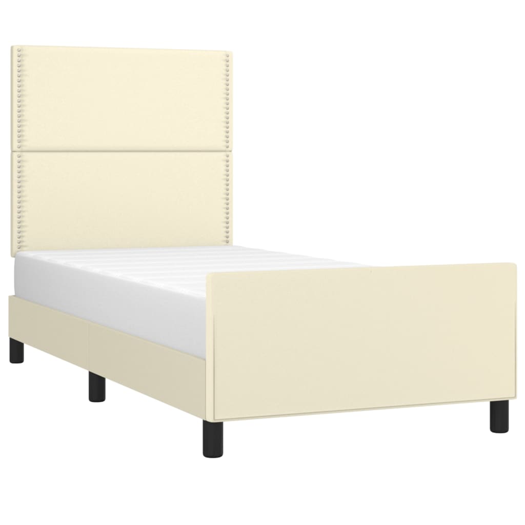 vidaXL Estructura de cama sin colchón cuero sintético crema 80x200 cm