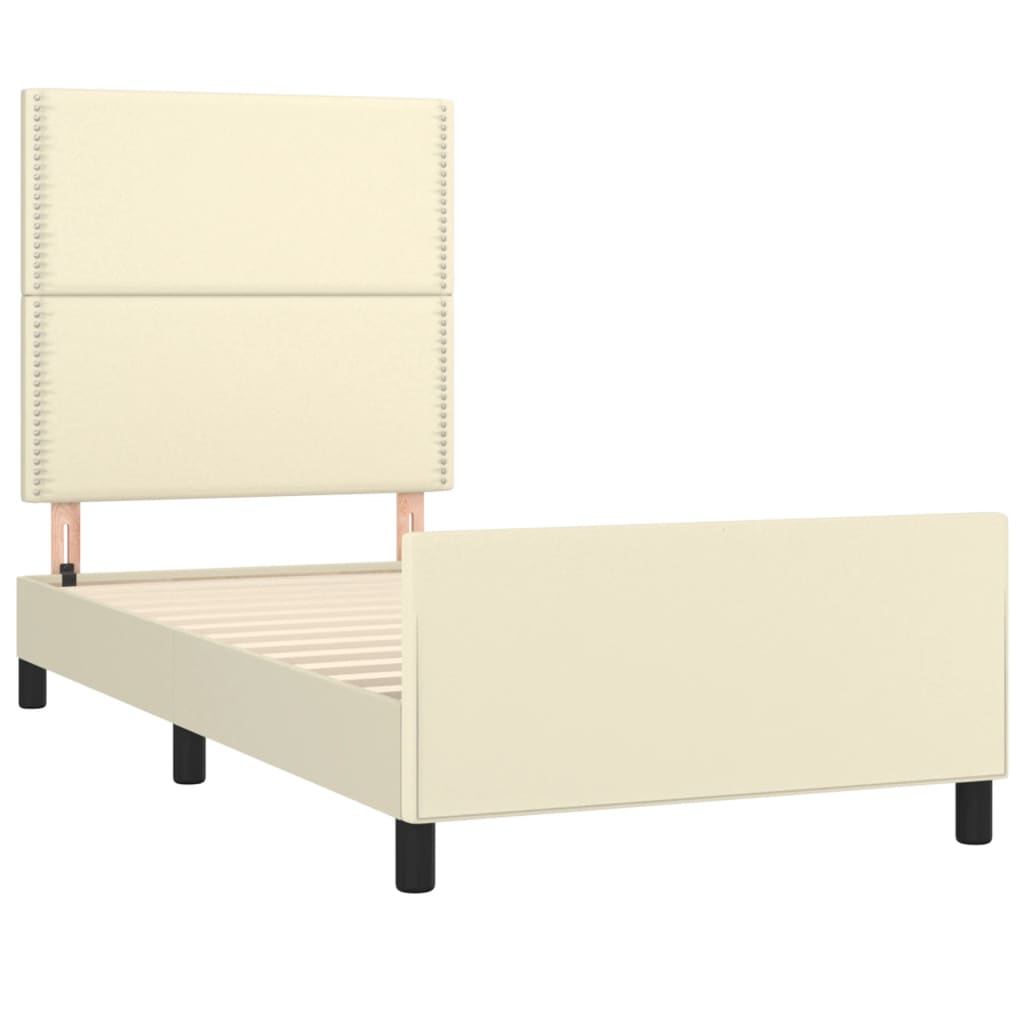 vidaXL Estructura de cama sin colchón cuero sintético crema 80x200 cm