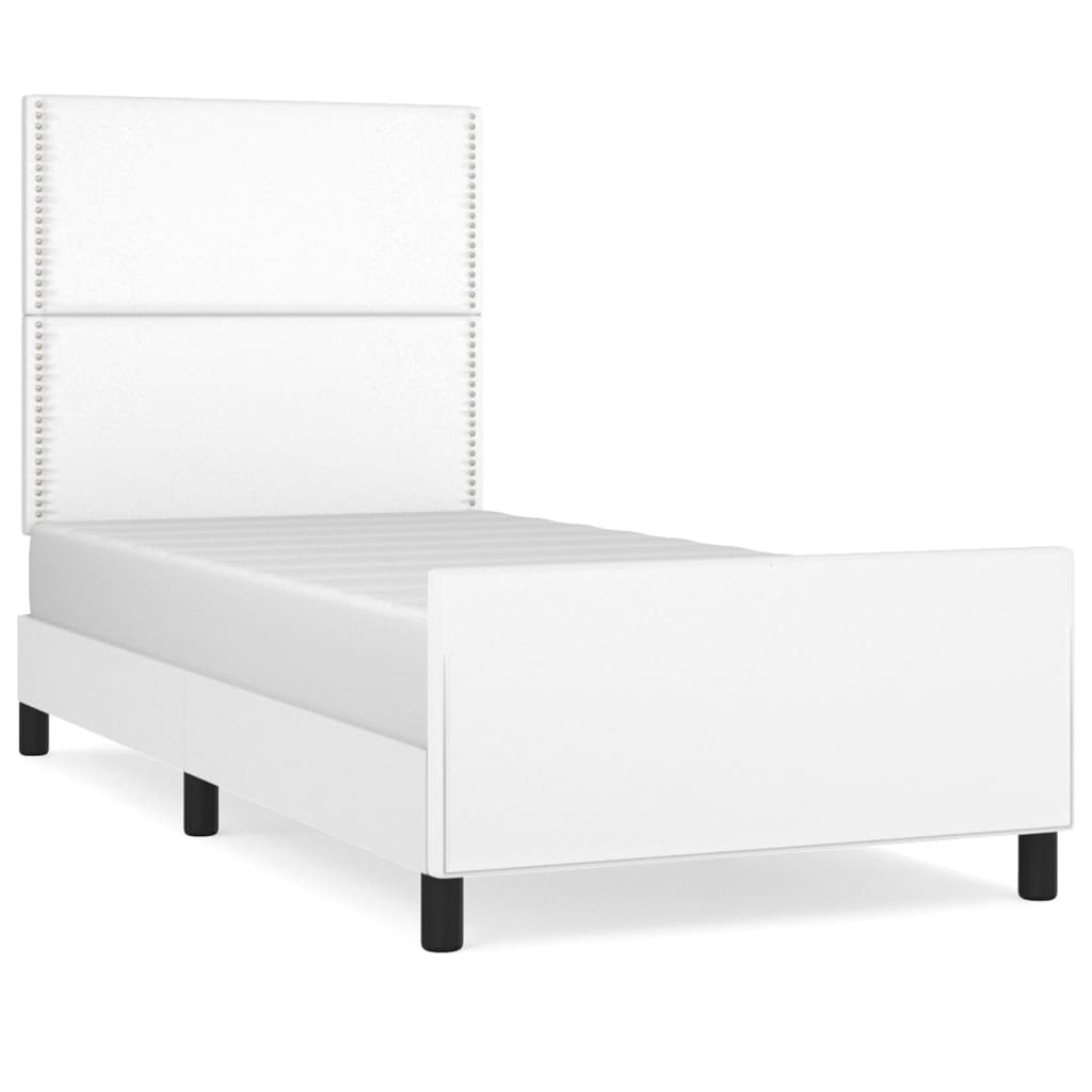 vidaXL Estructura de cama sin colchón cuero sintético blanco 90x190 cm