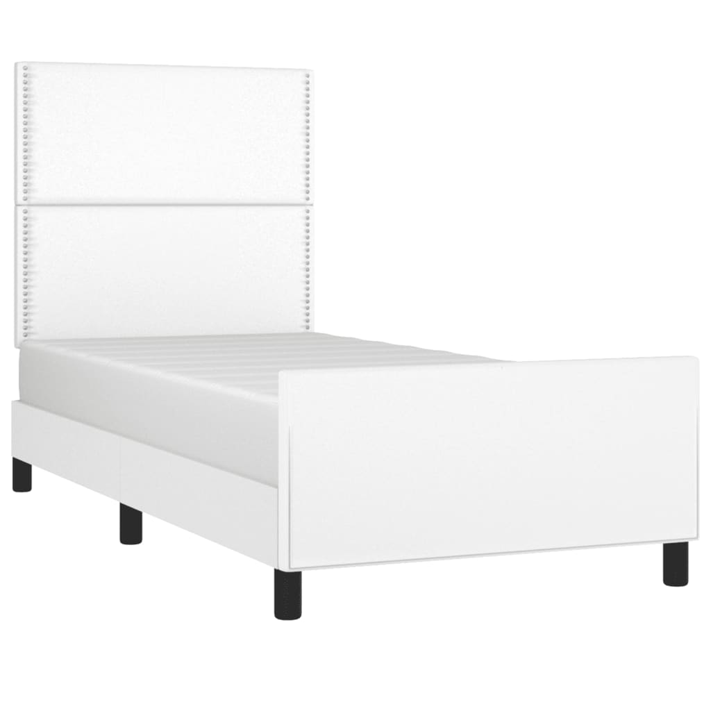 vidaXL Estructura de cama sin colchón cuero sintético blanco 90x190 cm