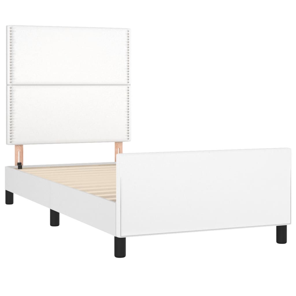 vidaXL Estructura de cama sin colchón cuero sintético blanco 90x190 cm