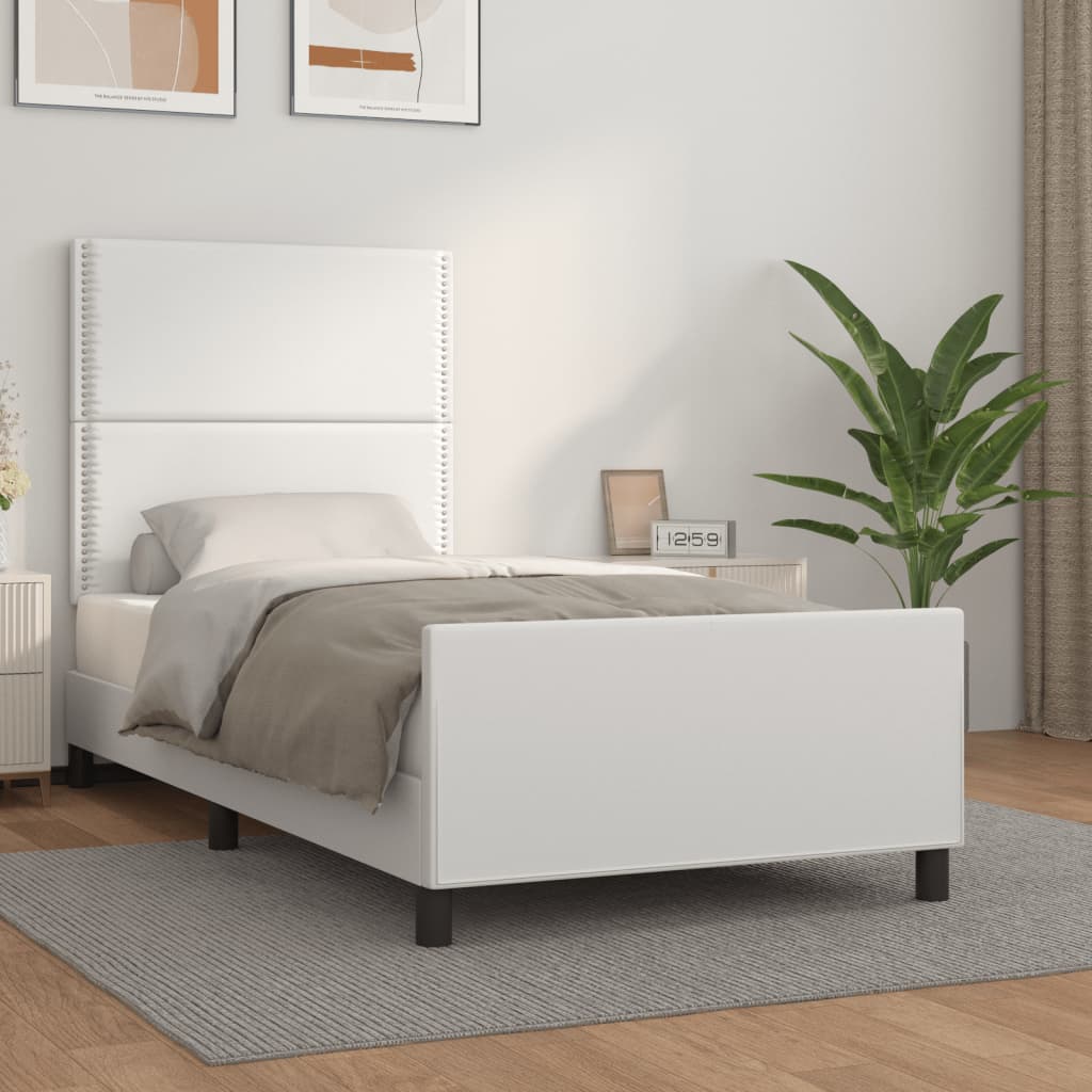 vidaXL Estructura de cama sin colchón cuero sintético blanco 90x190 cm