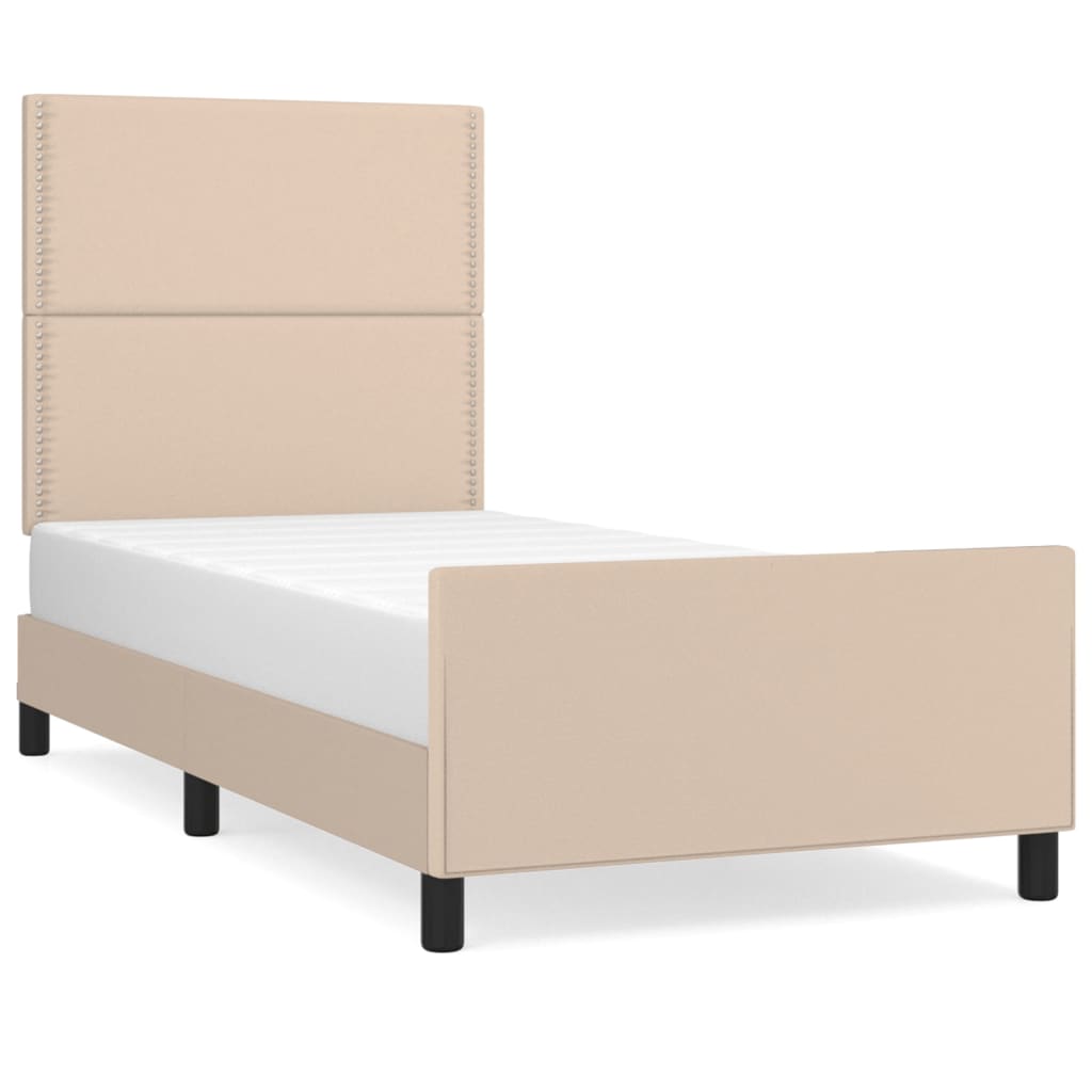 vidaXL Estructura cama sin colchón cuero sintético capuchino 90x200 cm