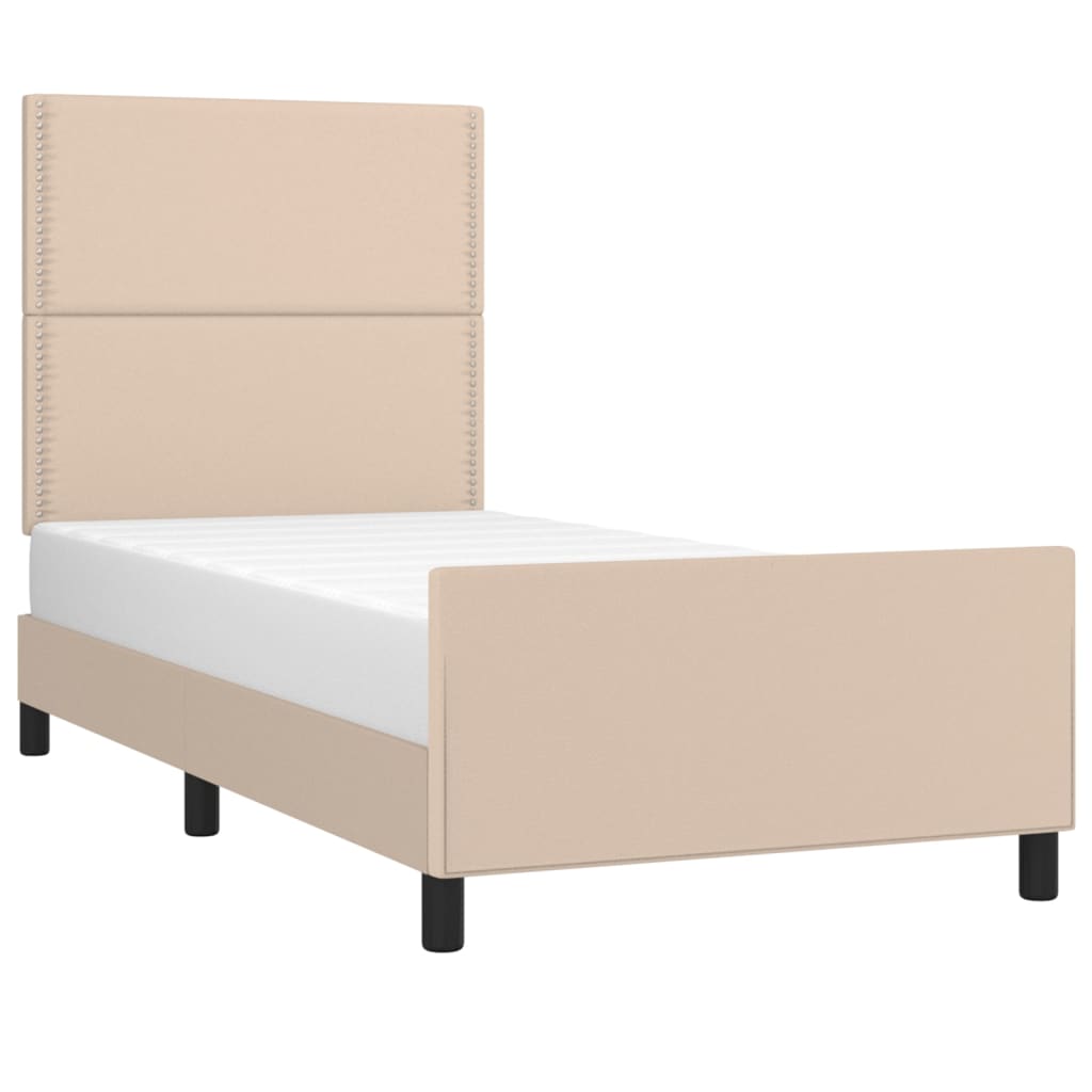 vidaXL Estructura cama sin colchón cuero sintético capuchino 90x200 cm