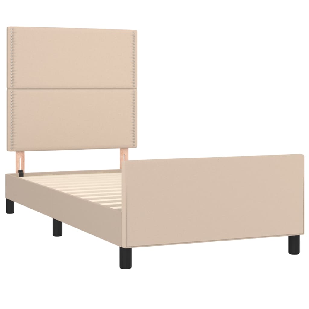 vidaXL Estructura cama sin colchón cuero sintético capuchino 90x200 cm