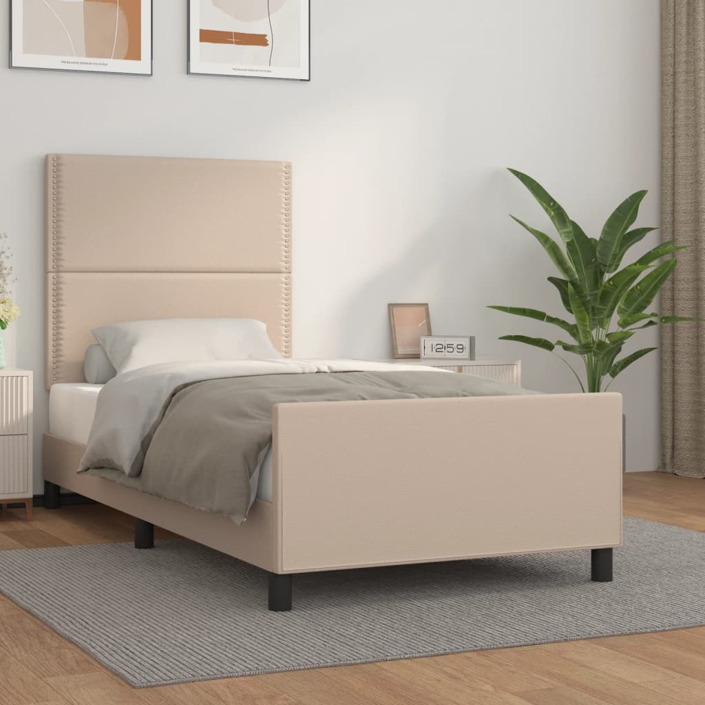 vidaXL Estructura cama sin colchón cuero sintético capuchino 90x200 cm