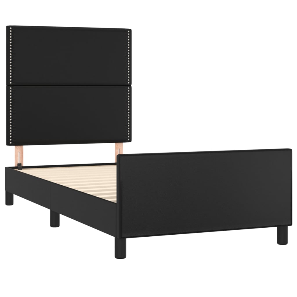 vidaXL Estructura de cama sin colchón cuero sintético negro 100x200 cm