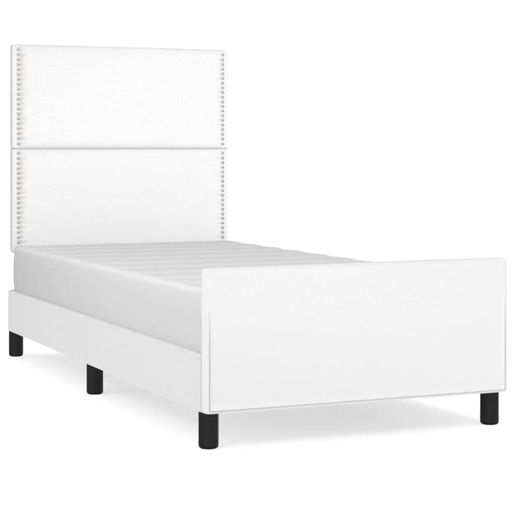 vidaXL Estructura de cama sin colchón cuero sintético blanco 100x200cm