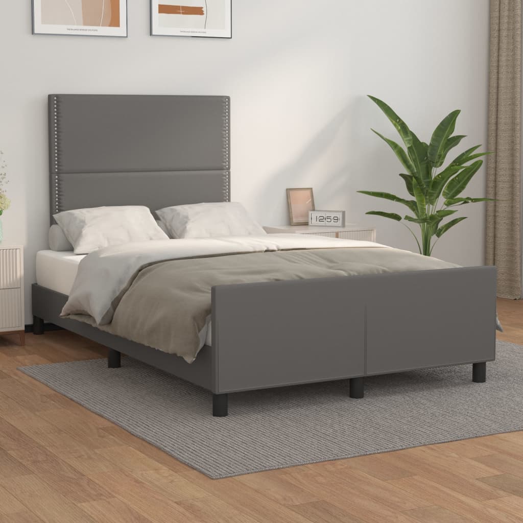 vidaXL Estructura de cama sin colchón cuero sintético gris 120x200 cm