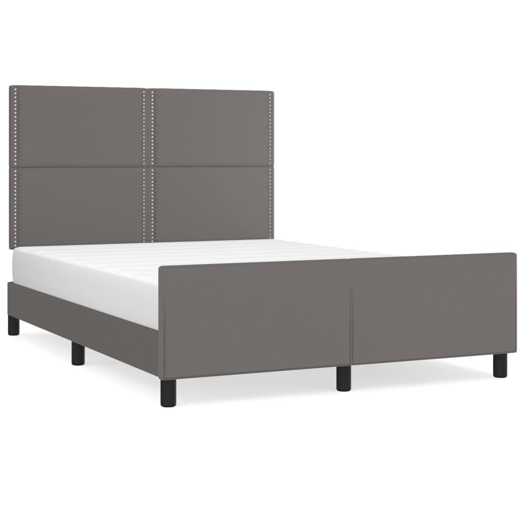 vidaXL Estructura de cama sin colchón cuero sintético gris 140x190 cm