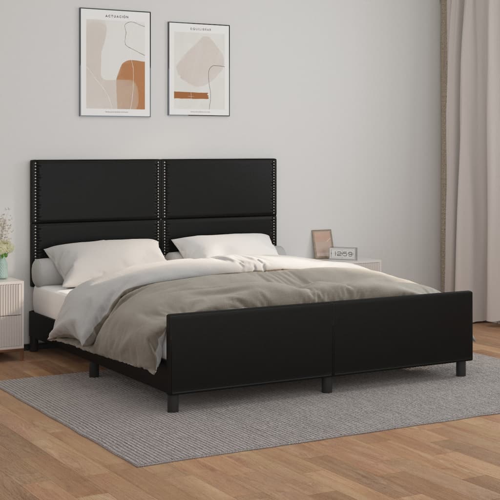 vidaXL Estructura de cama con cabecero cuero sintético negro 180x200cm