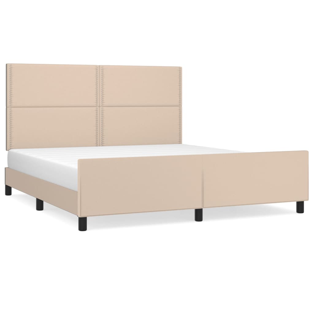 vidaXL Estructura de cama cabecero cuero sintético capuchino 180x200cm