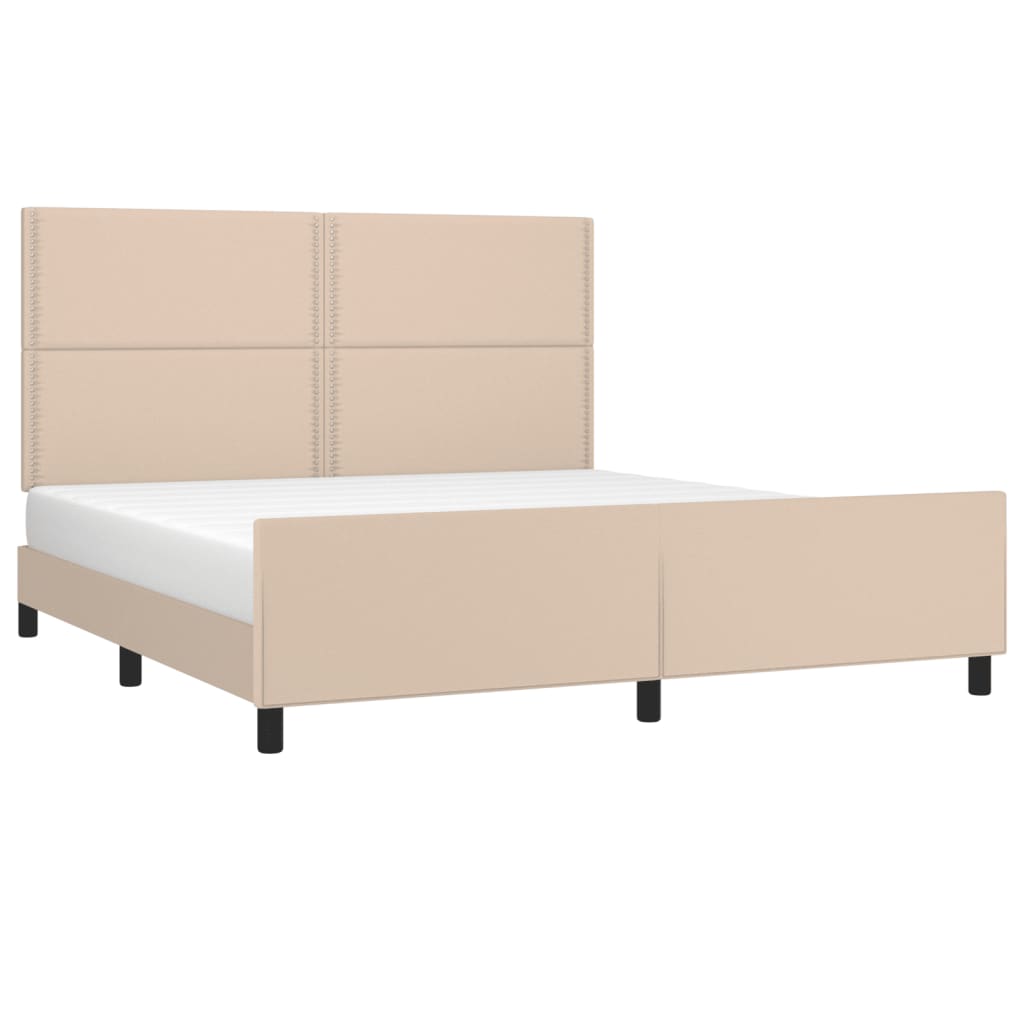 vidaXL Estructura de cama cabecero cuero sintético capuchino 180x200cm