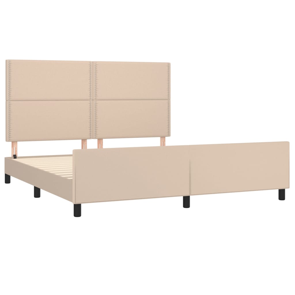 vidaXL Estructura de cama cabecero cuero sintético capuchino 180x200cm