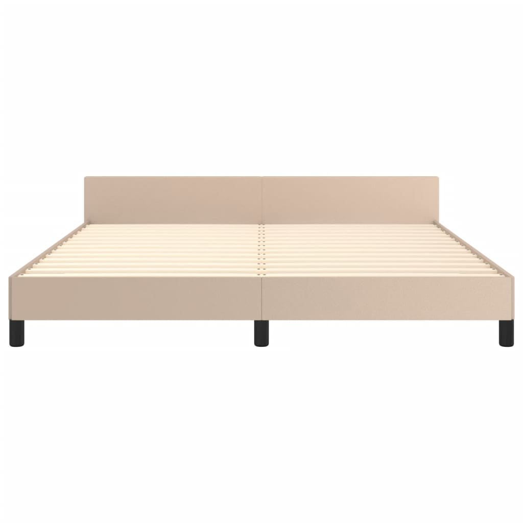 vidaXL Estructura de cama cabecero cuero sintético capuchino 180x200cm