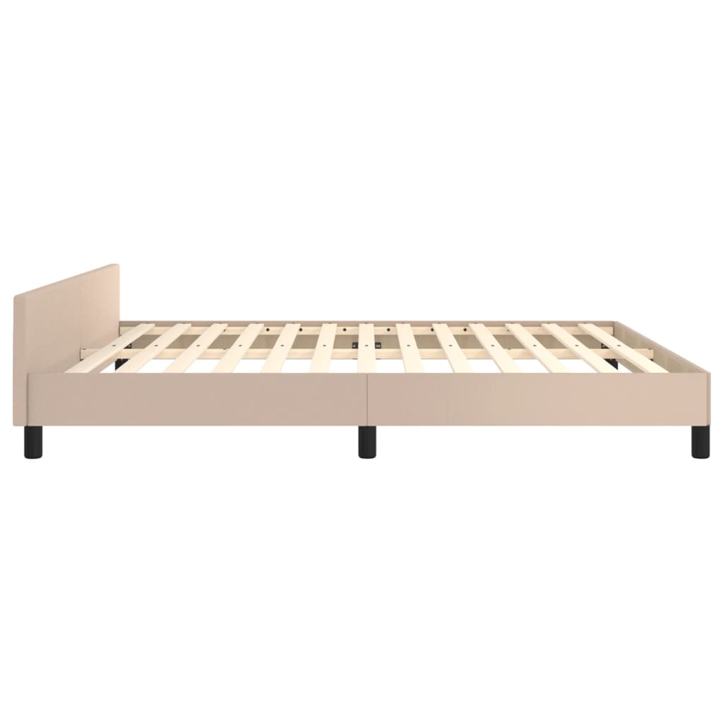 vidaXL Estructura de cama cabecero cuero sintético capuchino 180x200cm