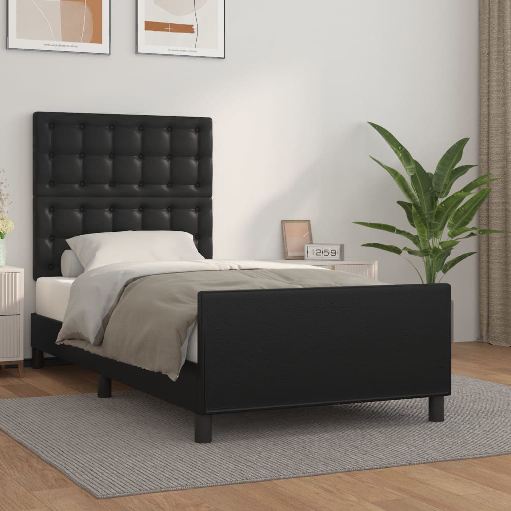 vidaXL Estructura de cama sin colchón cuero sintético negro 80x200 cm