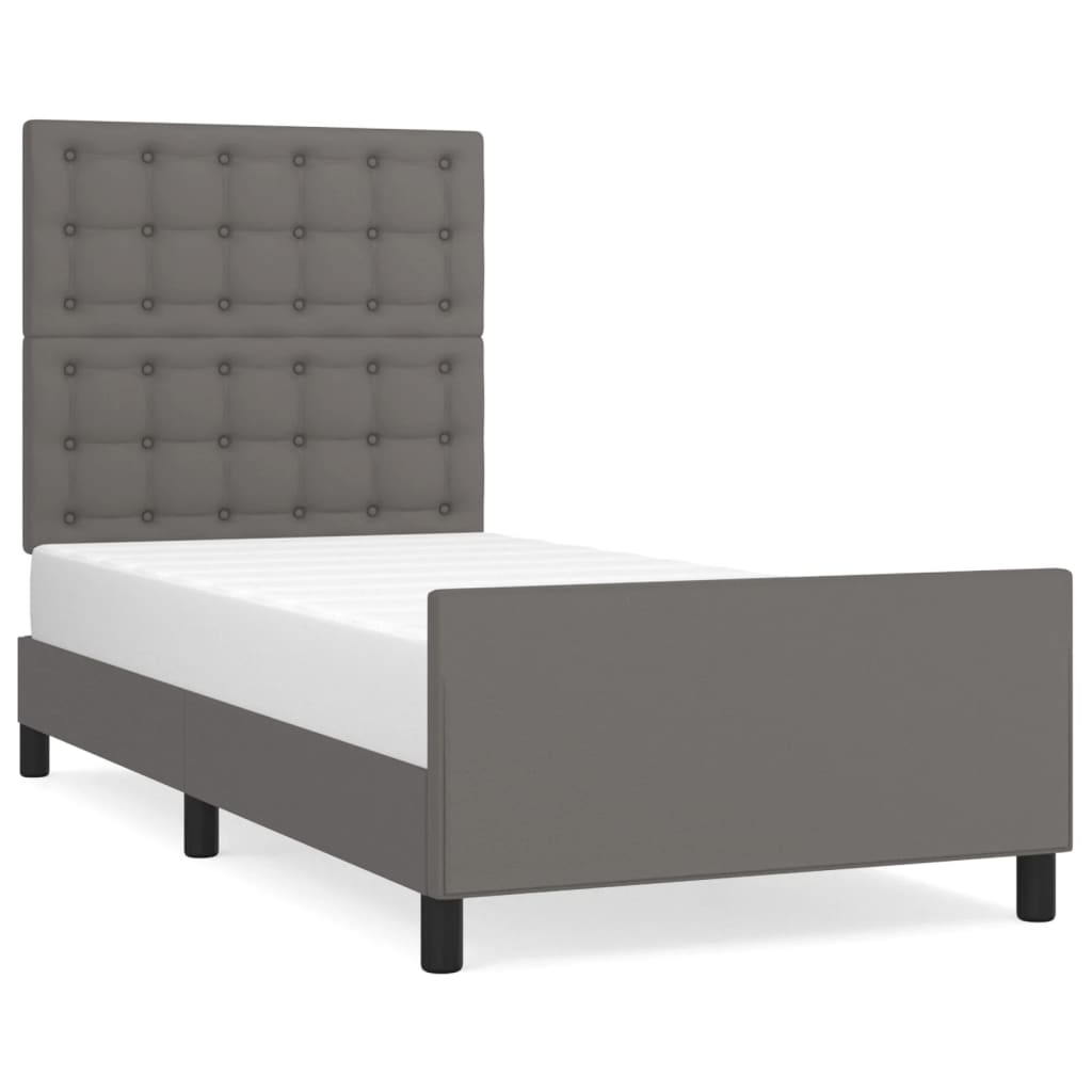 vidaXL Estructura de cama sin colchón cuero sintético gris 80x200 cm