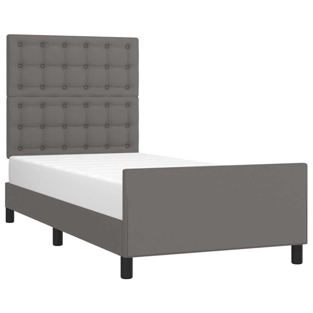 vidaXL Estructura de cama sin colchón cuero sintético gris 80x200 cm