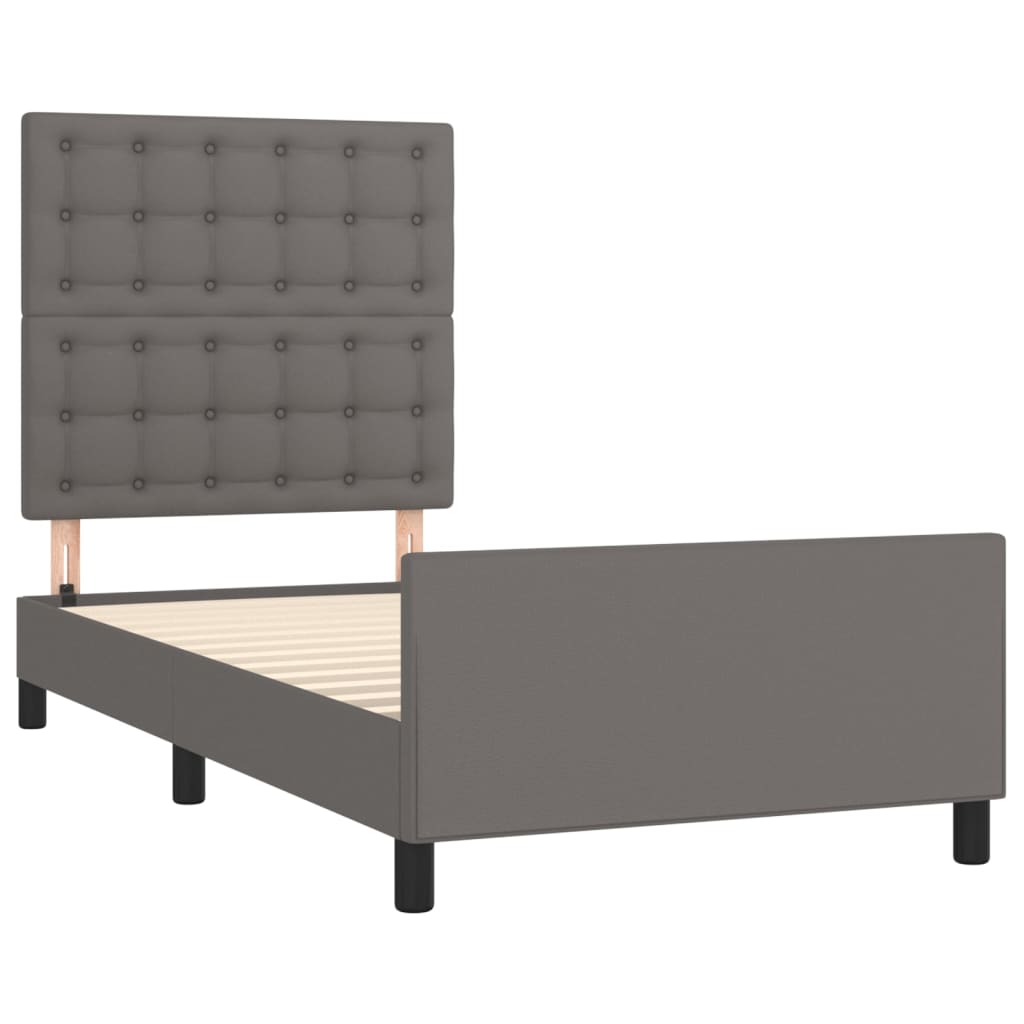 vidaXL Estructura de cama sin colchón cuero sintético gris 80x200 cm