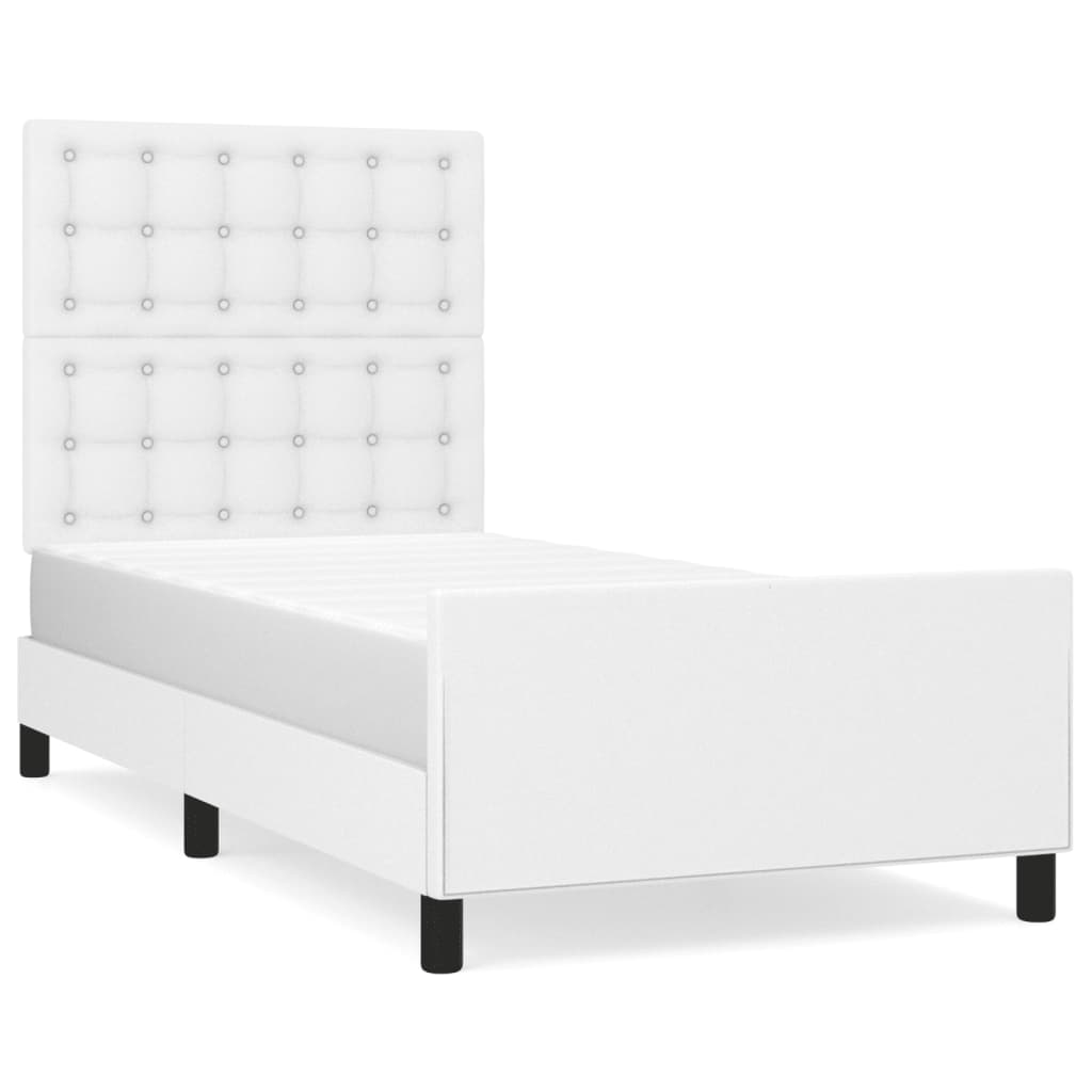 vidaXL Estructura de cama sin colchón cuero sintético blanco 90x190 cm