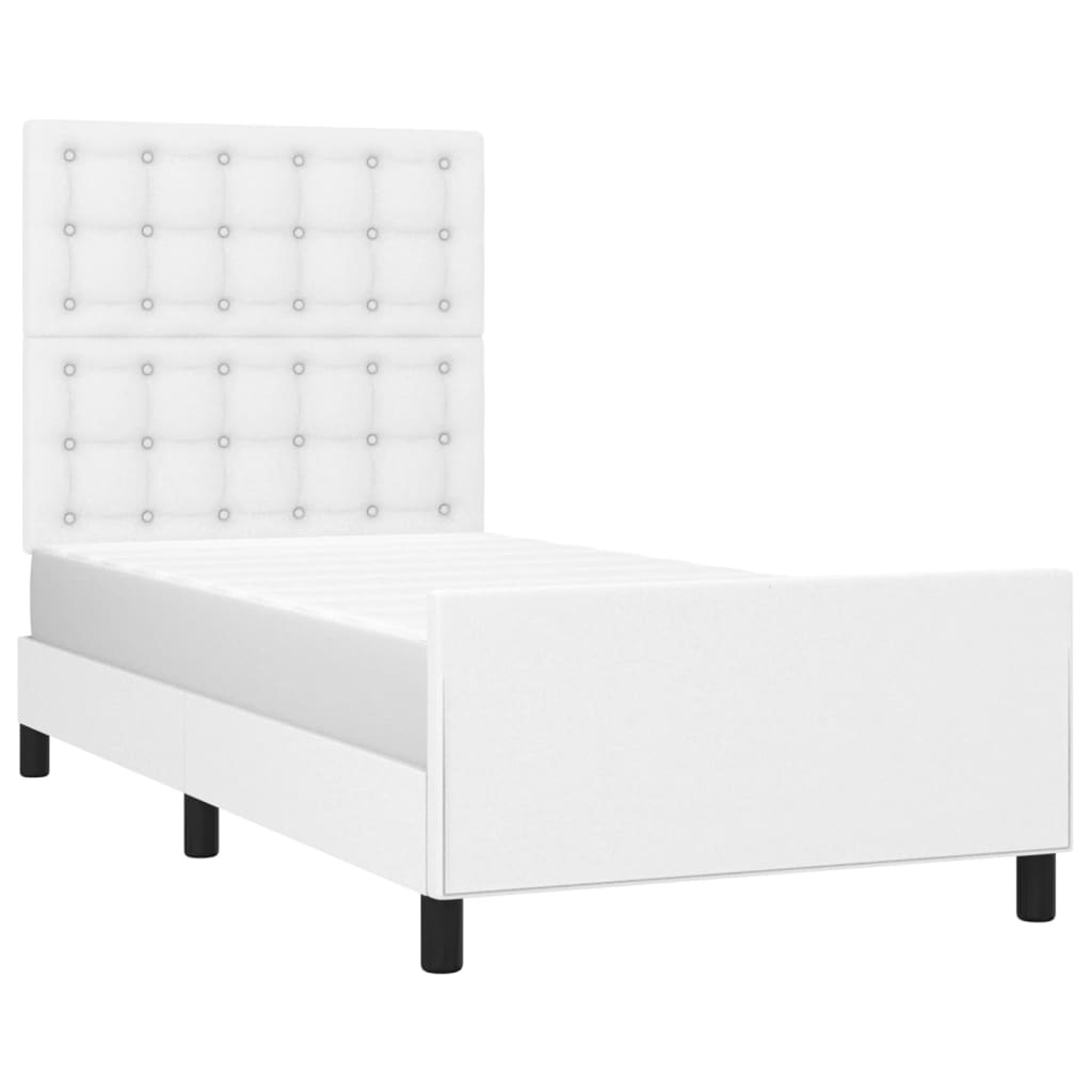 vidaXL Estructura de cama sin colchón cuero sintético blanco 90x190 cm