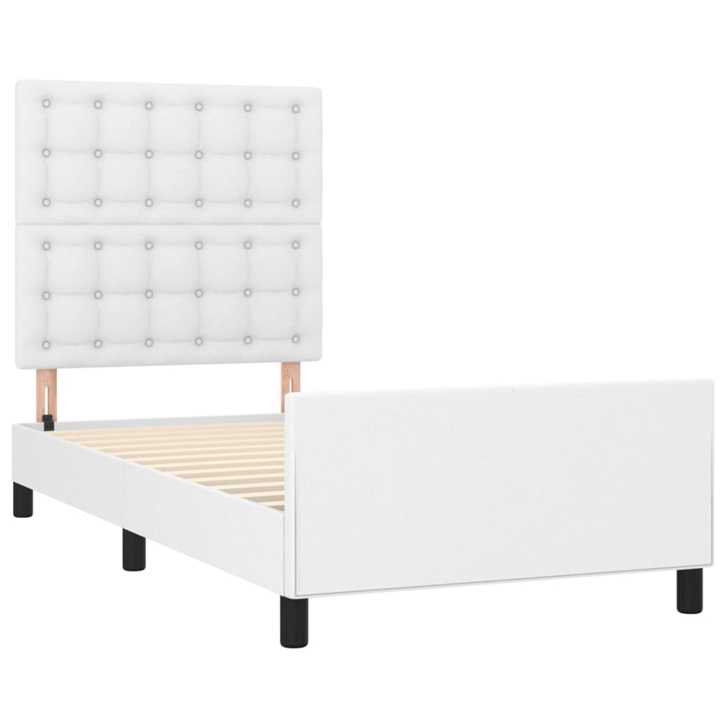 vidaXL Estructura de cama sin colchón cuero sintético blanco 90x190 cm