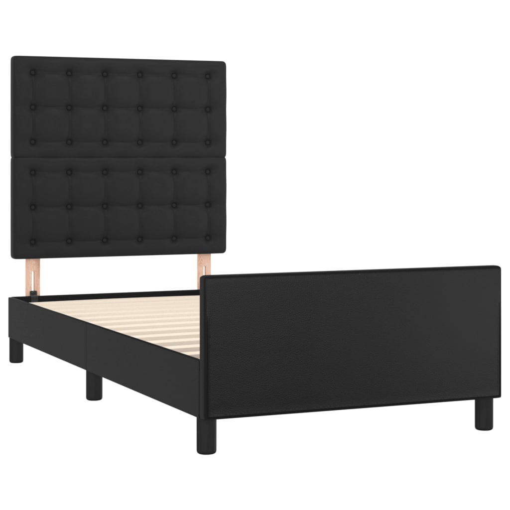 vidaXL Estructura de cama sin colchón cuero sintético negro 90x200 cm