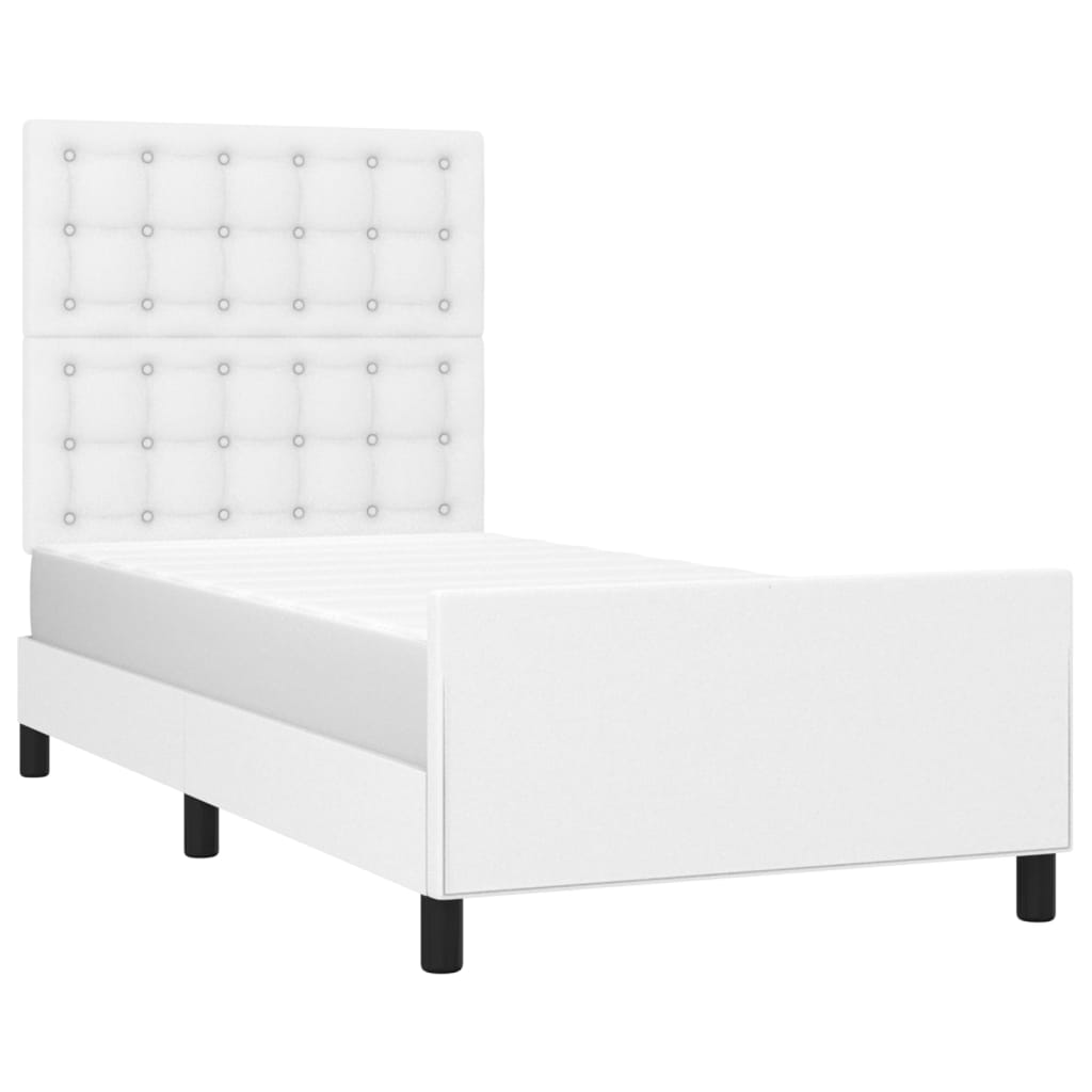 vidaXL Estructura de cama sin colchón cuero sintético blanco 90x200 cm