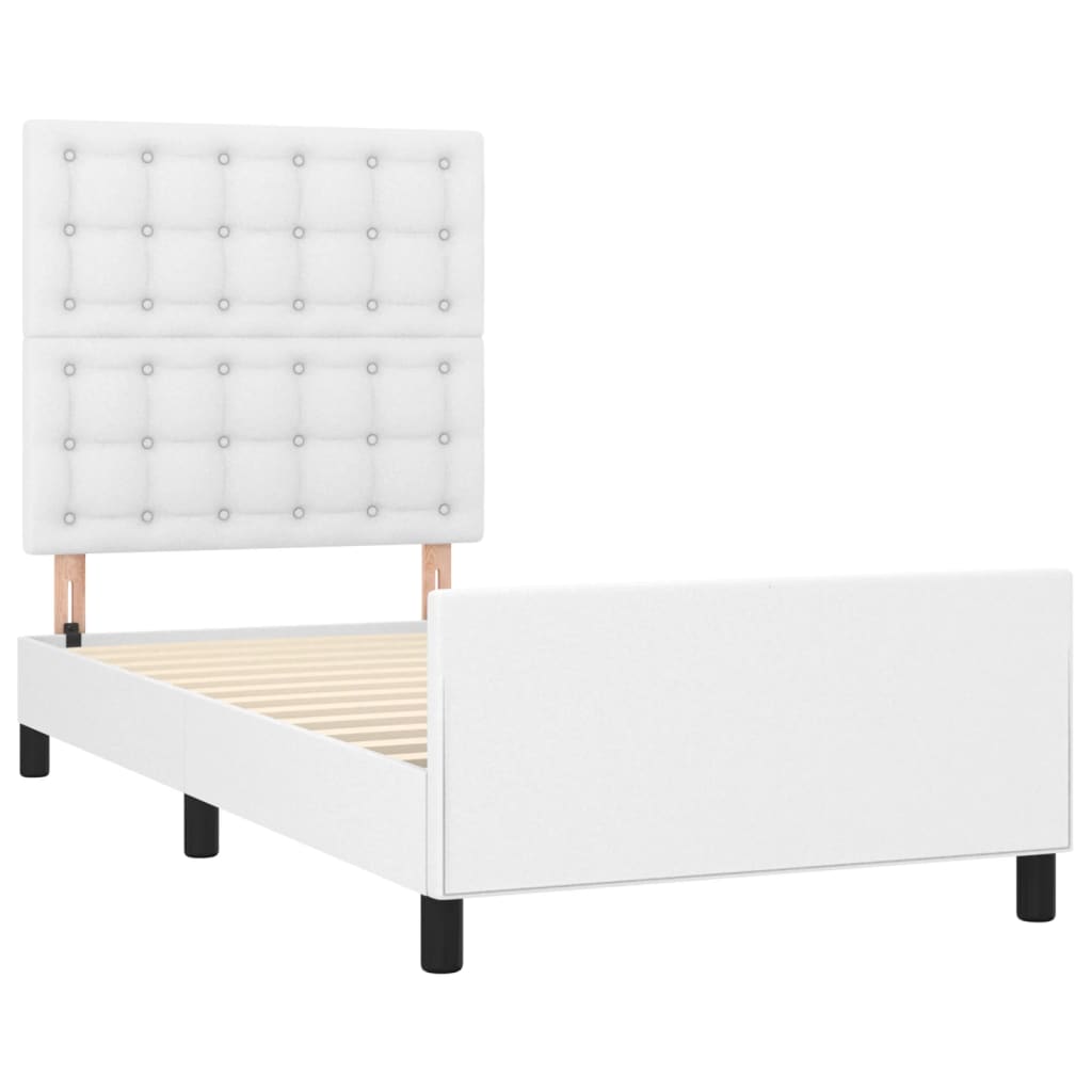 vidaXL Estructura de cama sin colchón cuero sintético blanco 100x200cm